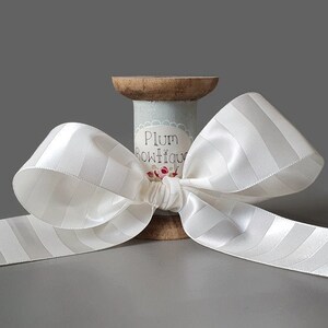 Ivory Satin Stripe Ribbon, 38mm (1.5in) wide *Sold Per Metre*