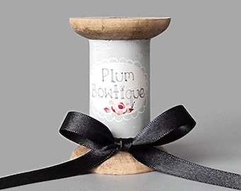 Black Luxury Double Satin Ribbon, 10mm (3/8) wide *Sold Per Metre*