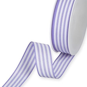 Ruban à rayures chambray lavande, 24 mm (1 po.) de large *Vendu au mètre*