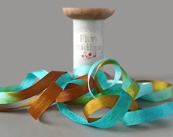Dip Dye Bont "Bali" 100% Pure Silk Ribbon, 7mm (1/4in) breed * Verkocht per meter *