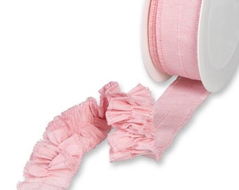 Light Pink Textured Drawstring Ribbon with Looped Edges, 32mm (1.25in) wide *Sold Per Metre*