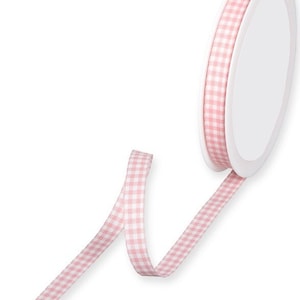 Light Pink Rustic Gingham Ribbon, 10mm (3/8in) wide *Sold Per Metre*