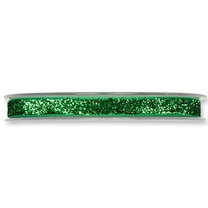 Emerald Green Metallic Glitter Velvet Ribbon, 10mm (3/8in) wide *Sold Per Metre*