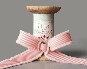 Blush Rose Grosgrain Ribbon with Frayed Edge, 16mm (5/8in) wide *Sold Per Metre*