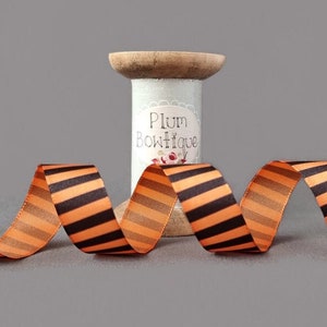 Orange & Black Witches Stripe Halloween Ribbon, 15mm (9/16in) wide *Sold Per Metre*