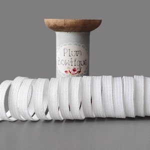 5mtr White Soft Flat Elastic, 5mm (3/16in) wide *Sold Per 5 Metres*