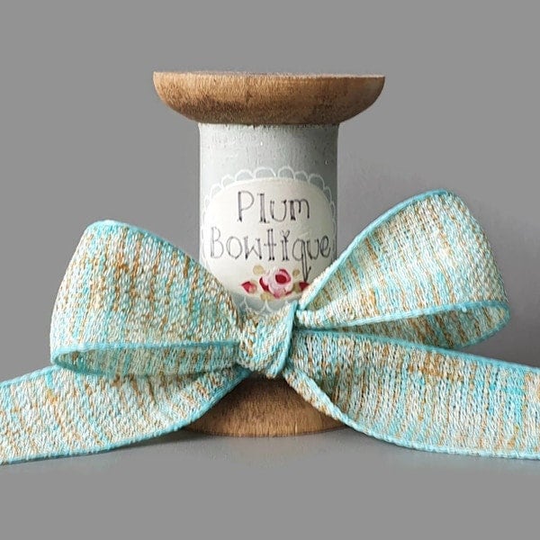 Turquoise Tweed-Effect Ribbon, 25mm (1in) wide *Sold Per Metre*