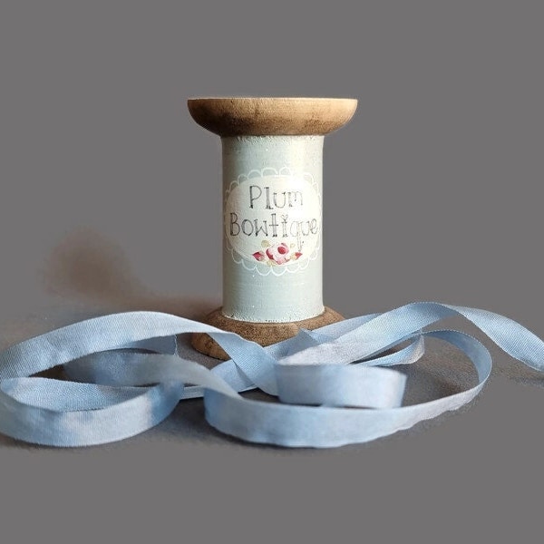 Soft Blue 100% Pure Silk Ribbon, 7mm (1/4in) wide *Sold Per Metre*