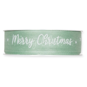&quot;Weihnachten &quot;&quot;Frohe Weihnachten&quot;&quot; auf Tranquil Green Matte Textured Band, 25mm breit *Pro Meter verkauft*&quot;