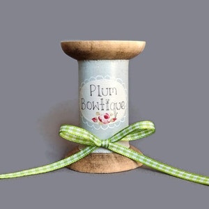 Meadow Green & White Traditional Gingham Ribbon, 5mm (3/16in) wide *Sold Per Metre*