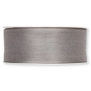 Soft Grey Matte Semi-Sheer Textured Ribbon, 40mm (1 9/16in) wide *Sold Per Metre*