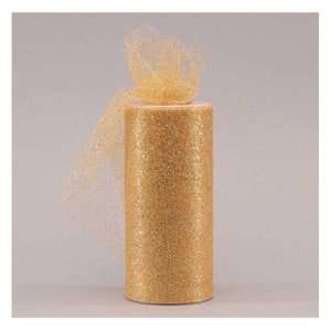 Ruban filet en tulle voile fin scintillant doré, 150 mm (6 po.) de large *Vendu au mètre*