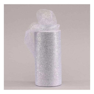 Silver Glittery Fine Veil Tulle Mesh Net Ribbon, 150mm (6in) de large * Vendu par mètre *