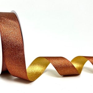 Rost & Gold Doppelseitiges 'Juwel' Glitzerband, 25mm breit *Pro Meter verkauft*