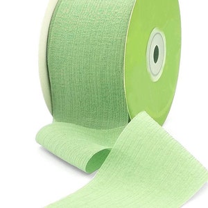 Soft Sage Green Crinkle Chiffon Ribbon, 50mm (2in) wide *Sold Per Metre*
