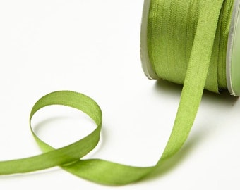 Olive Green 100% Pure Silk Ribbon, 7mm (1/4in) wide *Sold Per Metre*