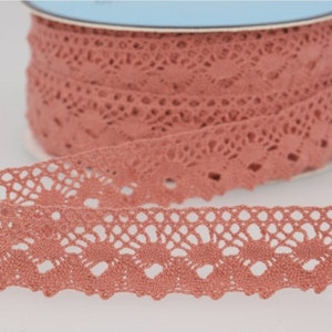 Dusky Blush &quot;Popcorn&quot; Cluny Lace Trim, 25mm (1in) wide *Sold Per Metre*