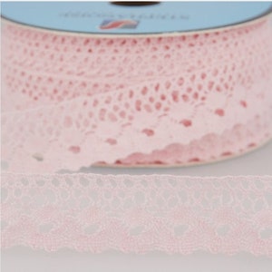 Peony Pink &quot;Popcorn&quot; Cluny Lace Trim, 25mm (1in) wide *Sold Per Metre*