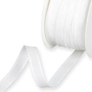 Weißes Webband mit Schleifenrand, 15 mm Breite, *Meterware*