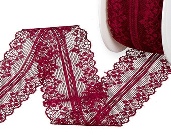 Bridal lace Red lace fabric Veil lace French Lace Alencon Lace K00589 Burgundy lace fabric Wedding Lace Lingerie Lace Red Lace