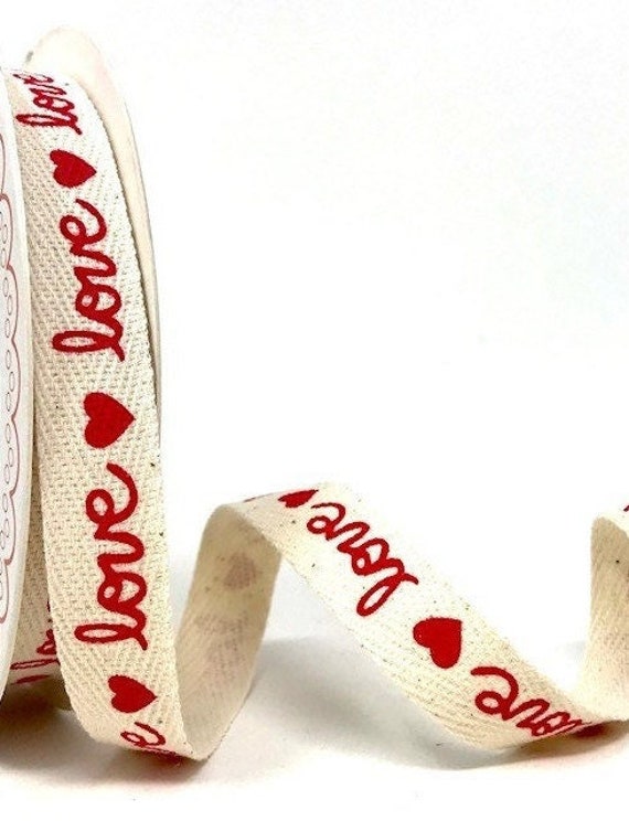 Berisfords Ribbon - Happy Valentines Day RED: 15mm (per metre) Berisfords Ribbon - Happy Valentines Day RED: 15mm (per metre)
