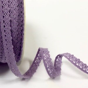 Lilac "Emma" Fine Lace Trim, Cotton Blend, 10mm (3/8in) wide *Sold Per Metre*