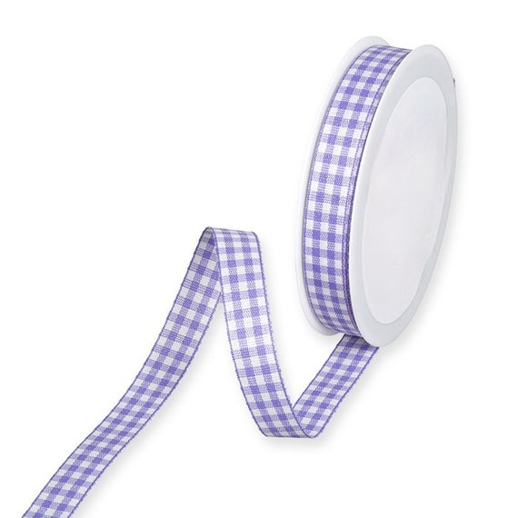 Purple Rustic Gingham Ribbon, 15mm (9/16in) wide *Sold Per Metre*