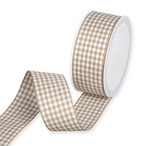 Linnenbeige rustiek ginganglint, 40 mm (1 9/16 in) breed *verkocht per meter*