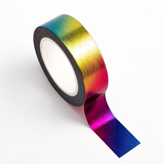 Regenbogenfarbenes Metallic Foil Washi Tape, 15mm 9/16in breit Pro 10m  Rolle verkauft - .de