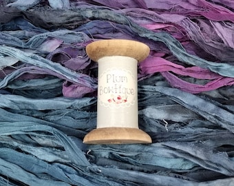 Hand Dyed "Mystic" Recycled Indian Sari Silk Ribbon Bundle, width varies *Sold Per 50g (1 3/4oz) approx*