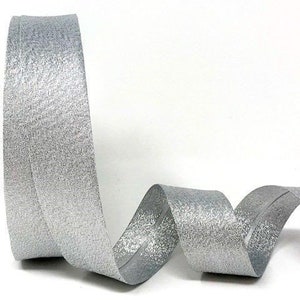 Metallic Silver Lamé Bias Binding, 30mm (1 3/16in) wide *Sold Per Metre*