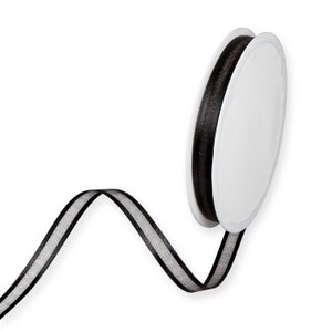 Black Sheer Organza Ribbon with Satin Edges, 10mm (3/8in) wide *Sold Per Metre*