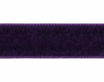 Plum Swiss Velvet Ribbon, 16mm (5/8in) wide *Sold Per Metre*