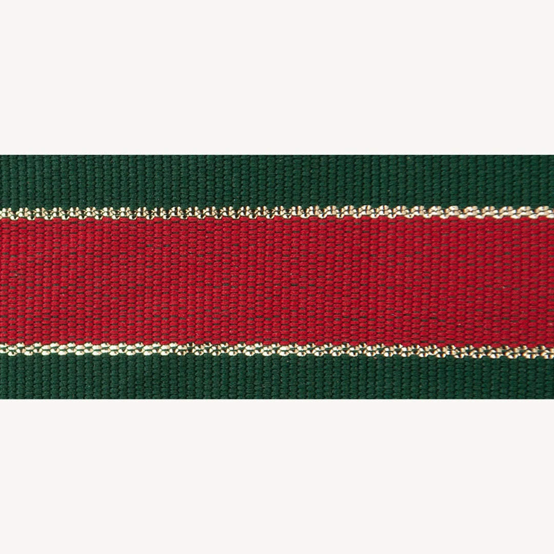 Rustic Red Ribbon Red & Green Retro Stripe Festive Ribbon, 40mm (1 9/16in) Wide *sold per ...