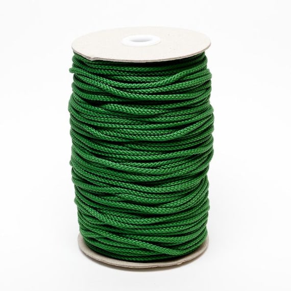 Emerald Green Braided Polyester Cord, 4mm 5/32in Wide sold per