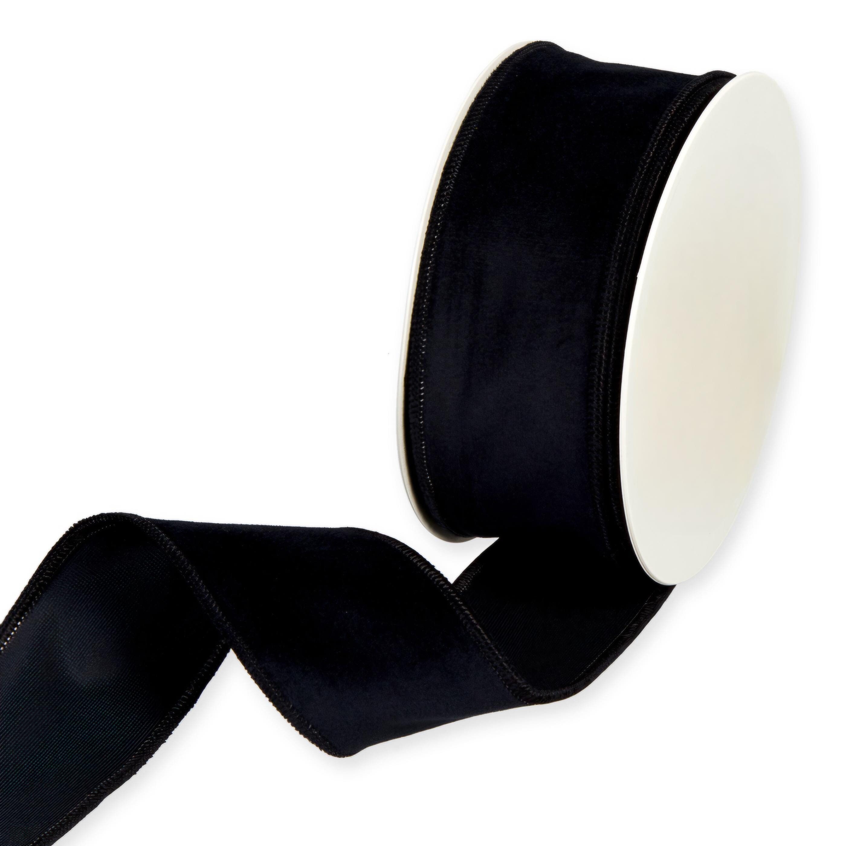 Black Velvet Ribbon With Wired Edges, 50mm (2in) Wide *sold per