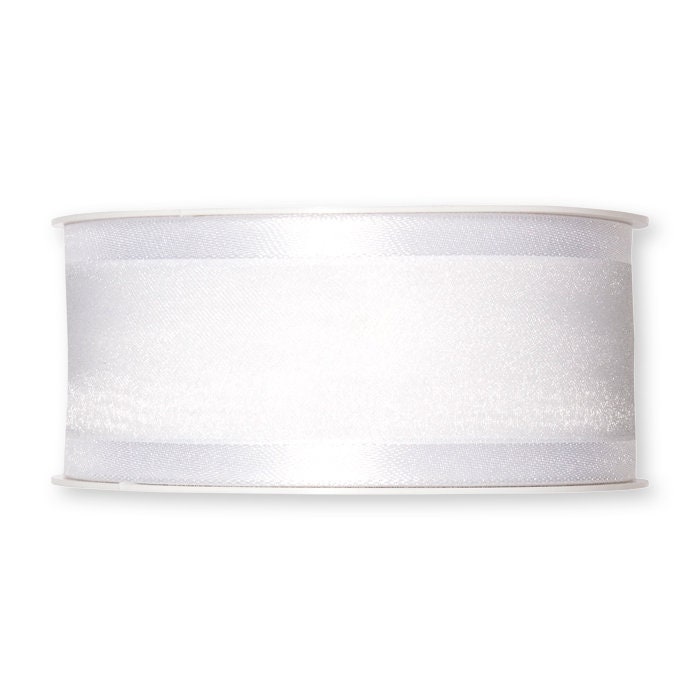 1-1/2 inch White Organza Ribbon Two Satin Edges