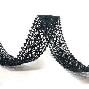Black Crocheted Lace Trim, Cotton Blend, 22mm (7/8in) wide *Sold Per Metre*