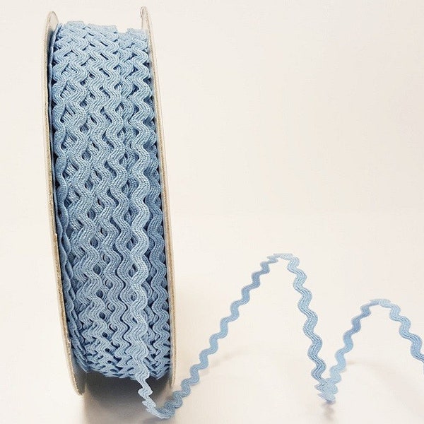 Light Blue Ric Rac Trim, Mini 5mm (3/16in) wide *Sold Per Metre*