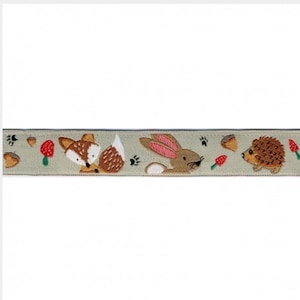 Woodland Animals jacquardgeweven lint, 15 mm (9/16 in) breed *verkocht per meter*