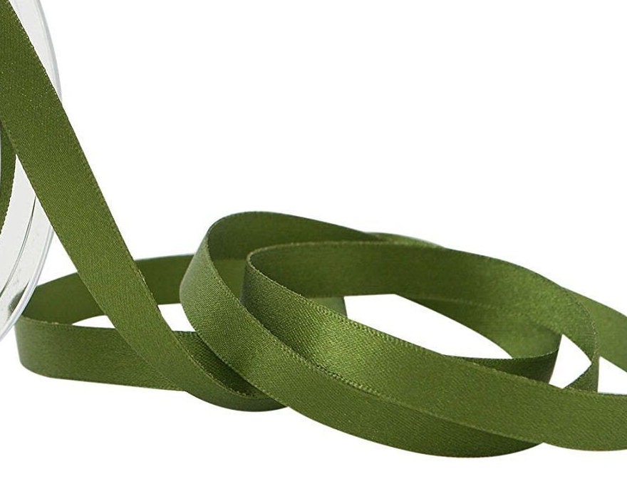 Olive dark Green Satin ribbon Double sided 3mm 7mm 10mm 15mm 25mm 38mm 50mm  Roll Bow