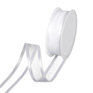White Sheer Organza Ribbon with Satin Edges, 25mm (1in) wide *Sold Per Metre*
