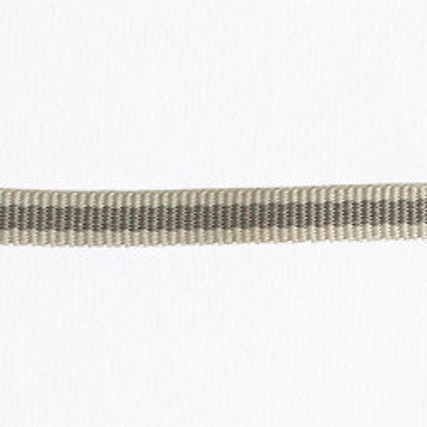 Stone & Taupe "Portland" Bold Stripe Petersham Ribbon, 8mm (5/16in) wide *Sold Per Metre*