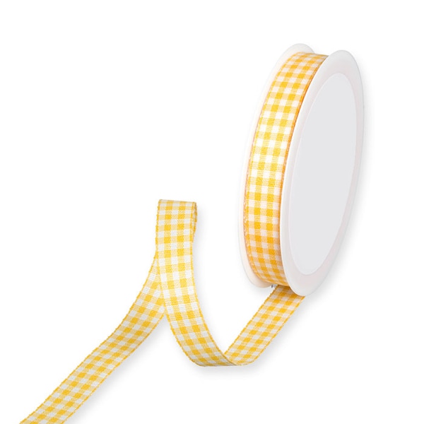 Golden Yellow Rustic Gingham Ribbon, 15mm (9/16in) wide *Sold Per Metre*