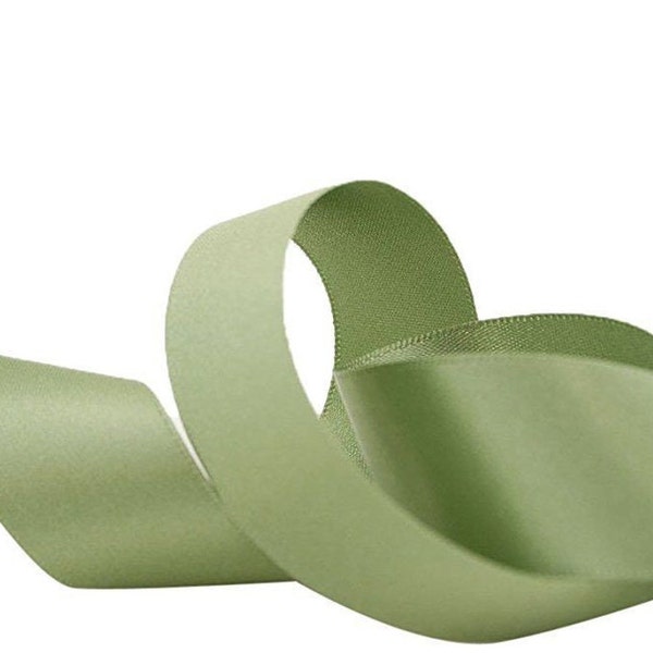 Sage Green Luxury Recycled Satin Ribbon, 25mm (1in) wide *Sold Per Metre*