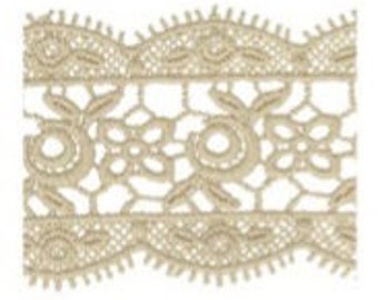 Beige "Evelyn" Rose Double-edged Band Guipure Lace Trim, 40mm (1 9/16in) wide *Sold Per Metre*