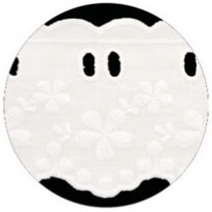 White &quot;Harper&quot; Floral Broderie Anglaise Lace with Eyelet Band, 50mm (2in) wide *Sold Per Metre*