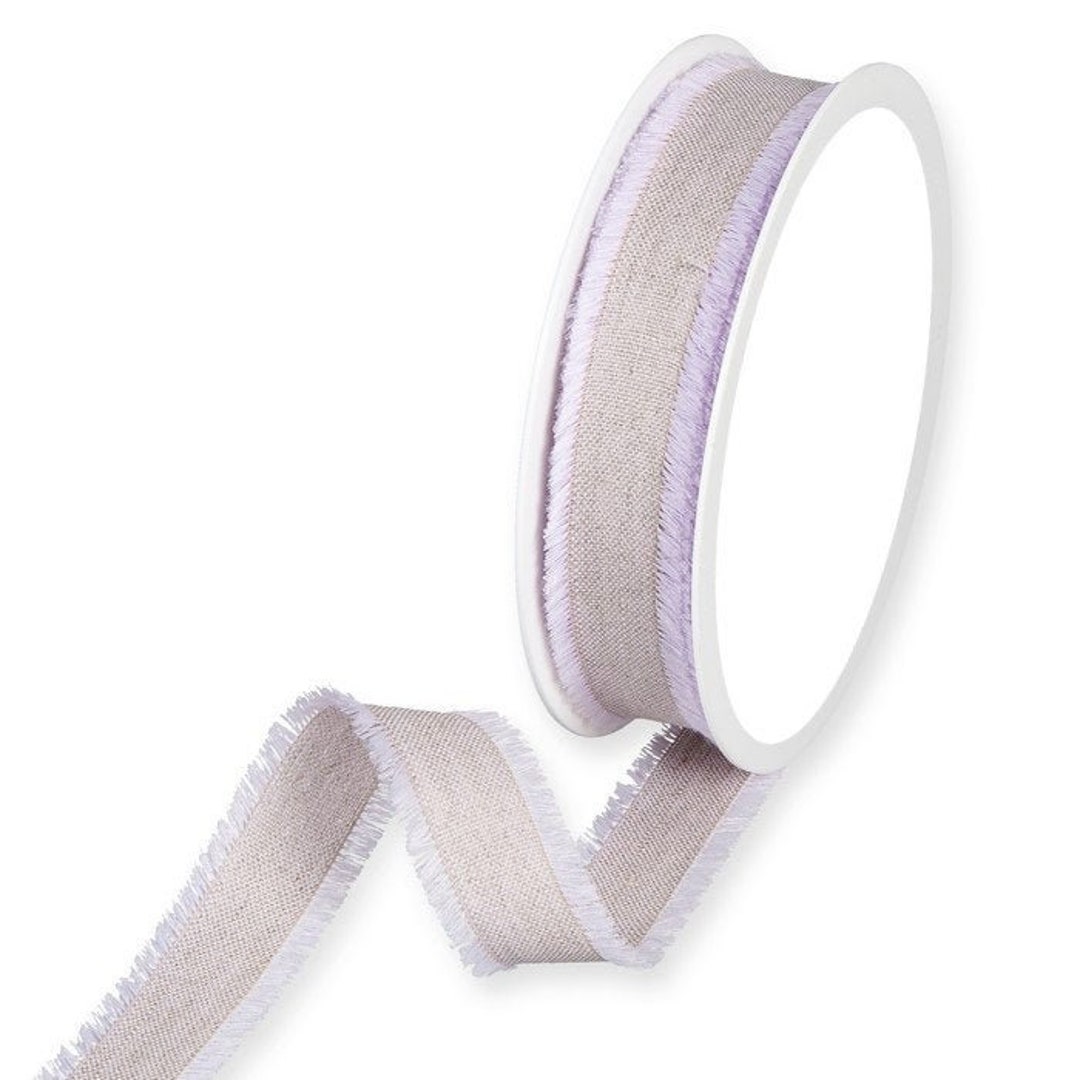 Lilac Linen-blend Ribbon With Fringed Edge, 25mm (1in) Wide *sold per ...