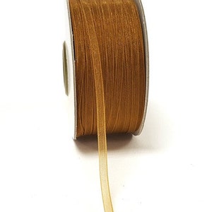 5 m bronsbruin transparant organzalint, 3 mm (1/8 in) breed *verkocht per 5 m*