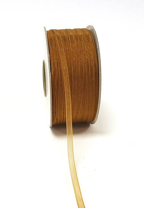 PUNTO CASA Nastro In Organza Oro Chiaro - Larghezza 10 Mm - Rotolo Da 50 Metri